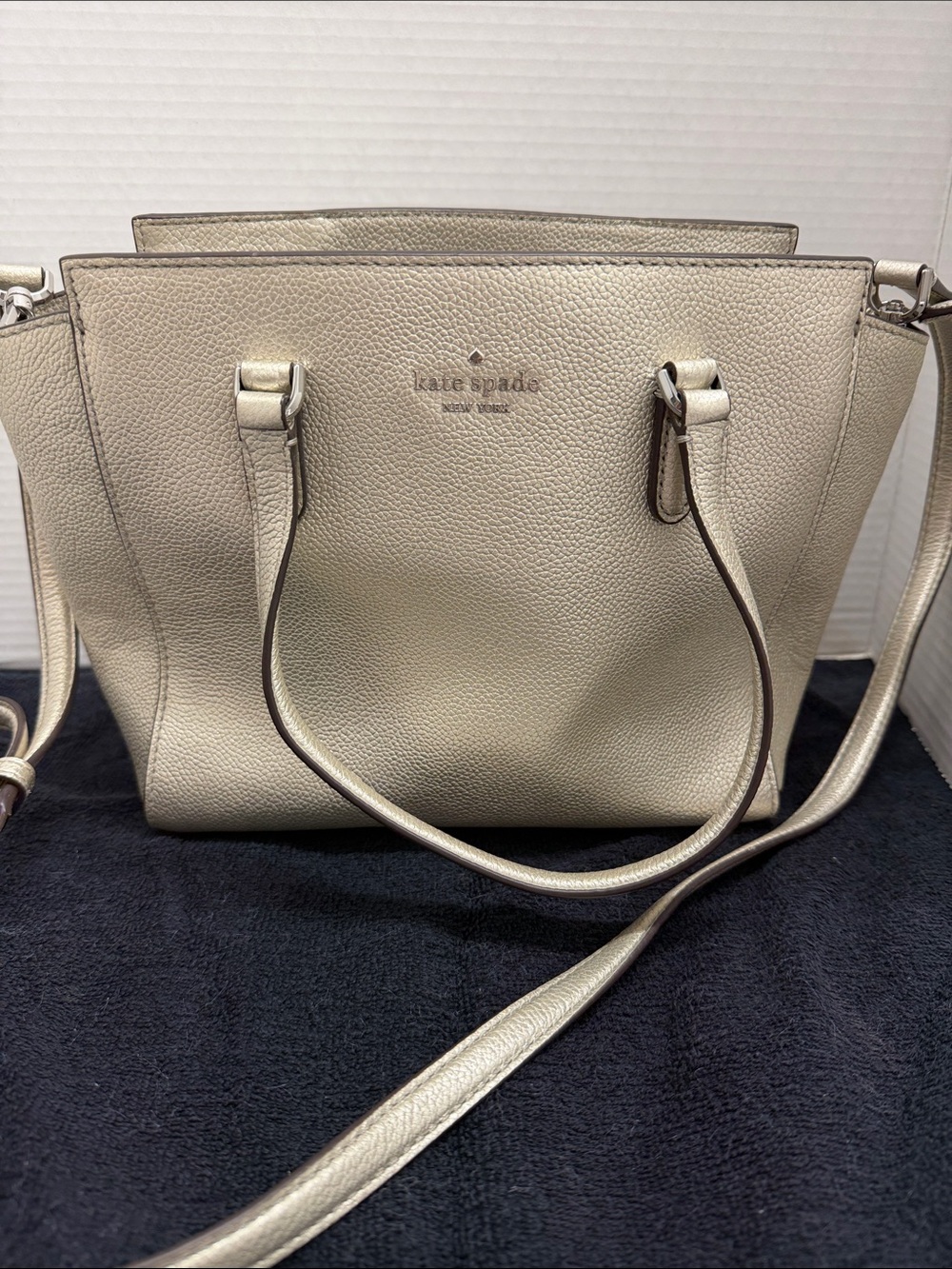 kate spade Metallic gold Pebbled Leather Shoulder Tote